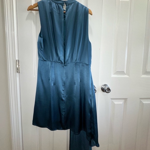 Anthropologie Silk Elegant Teal Sleeveless Dress - Picture 7 of 16